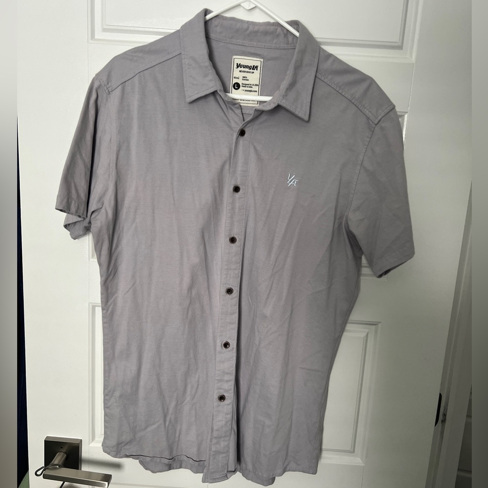 Young LA Short sleeve dress shirt size L in grey